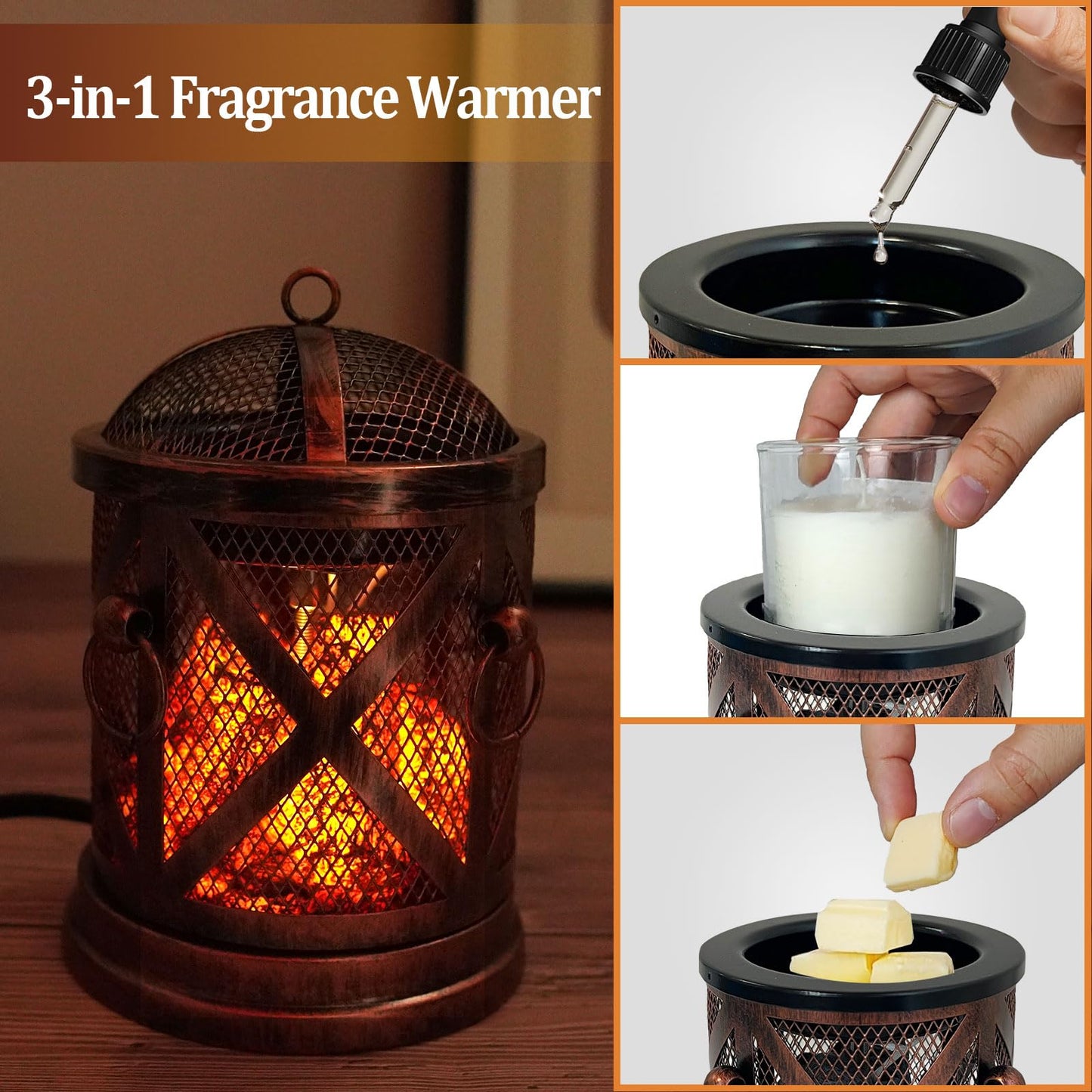 LIFFY Wax Melt Candle Warmer - Electric Melter with Lamp & Timer, Fragrance Warmer, Oil Burner, Aromatherapy Essential for Home & Office, Melt Warmer for Scented Wax Gift & Decor (Copper)