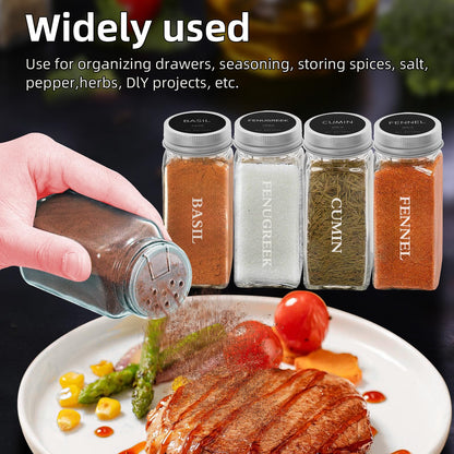 eispap 36 Pcs 4 OZ Glass Spice Jars with Metal Caps, Glass Jars with Minimalist Farmhouse Spice Labels Stickers, Collapsible Funnel, Seasoning Storage Bottles for Spice Rack, Cabinet, Drawer (36)