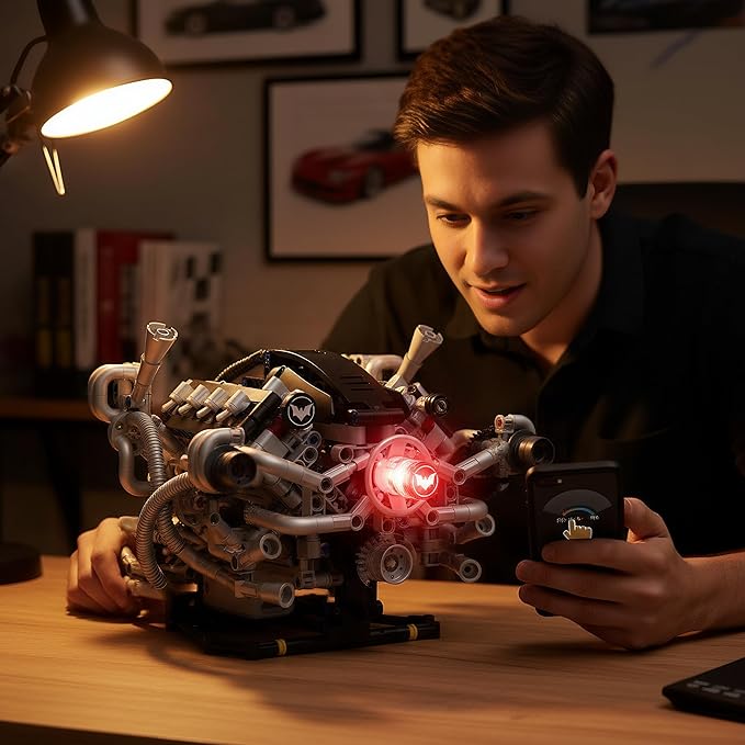 V8 Engine Model Kit Build Your Own RC Car Kit with Realistic Pistons &amp Dynamic FX 770+ Building Blocks for Adults STEM Toy Building Sets with App &amp Remote Control