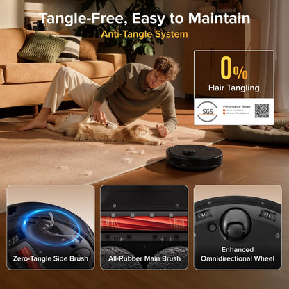roborock Qrevo S Pro Robot Vacuum and Mop, 18,500Pa Suction, Multifunctional Dock with 167℉ Mop Self-Cleaning, Smart Obstacle Avoidance, Anti-Tangle Brush, Liftable Spinning Mop, Black