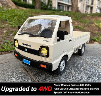 WPL D14 RC Kei Truck 4x4 Suzuki RC Car 1/10 Scale Remote Control Drift Car 4WD 2.4 GHz 280 Motor Proportional Throttle Seering Carry Vehicle Revised Chassis Hobby Toy Adult 2 Batteries