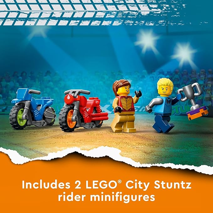 LEGO City Stuntz Spinning Stunt Challenge 60360-1 or 2 Player Tournaments with Flywheel-Powered Motorcycle Toys Features 2 Minifigures and Ramps Fun Gift Set Idea for Boys Girls or Kids Ages 6+