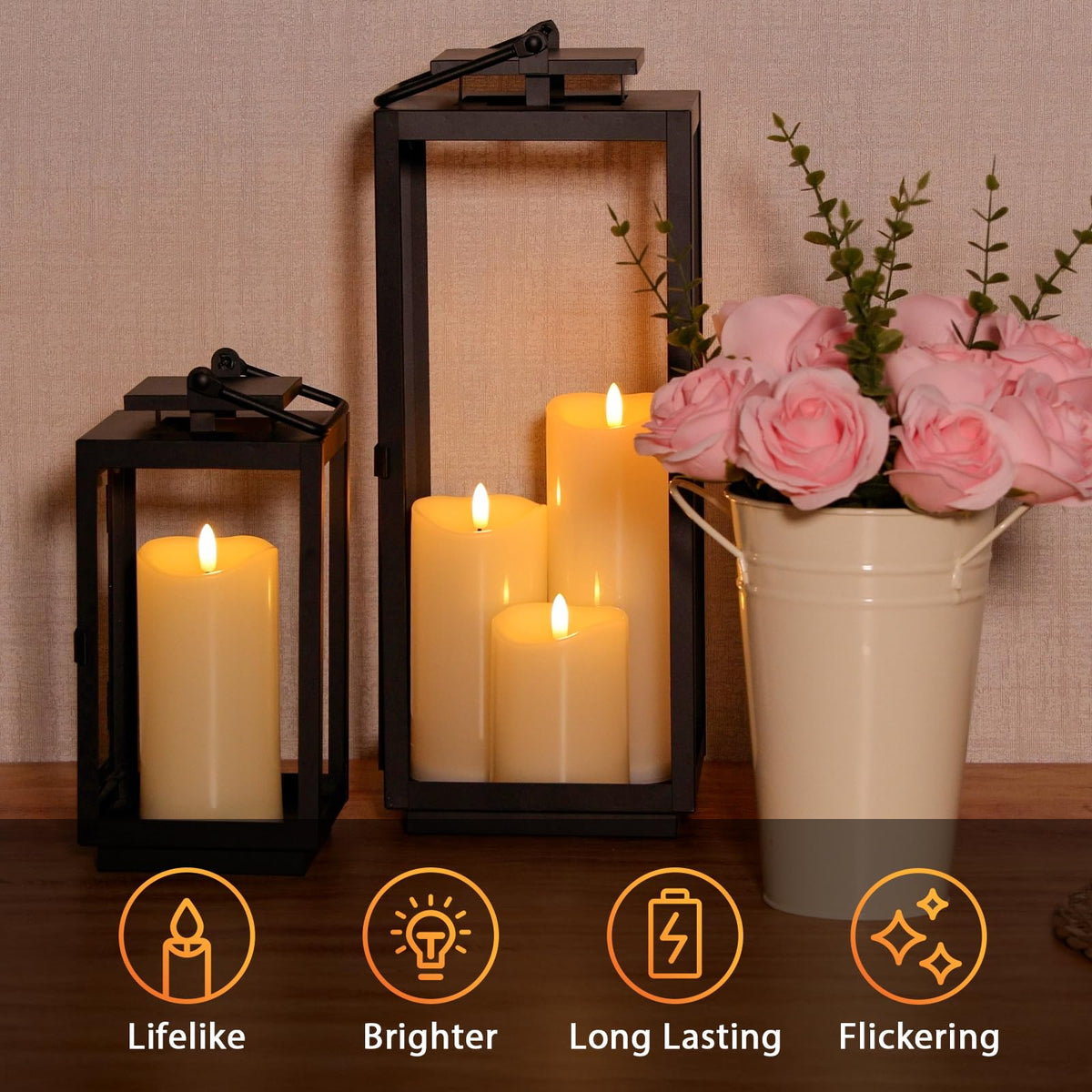 Outdoor Flameless Candles with Remote Timer - Waterproof Realistic Flickering LED Pillar Electric Battery Operated Fake Candle for Home Patio Wedding Fireplace Decor - Ivory 3 Pack (D3”H4”6”8”)