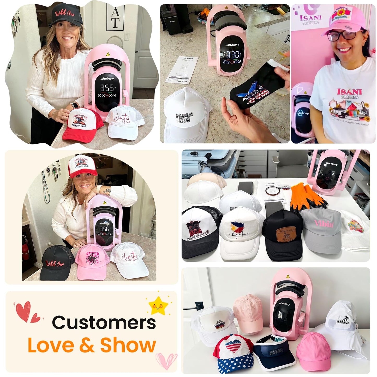Whubefy Auto Hat Heat Press Machine, 3-in-1 Hat Press Heat Machine for Caps with 3 Platens, Blank Cap, Gloves, Automatic Open/Release, Heat Transfer Cap Heat Press HTV Iron On for Vinyl, Sublimation