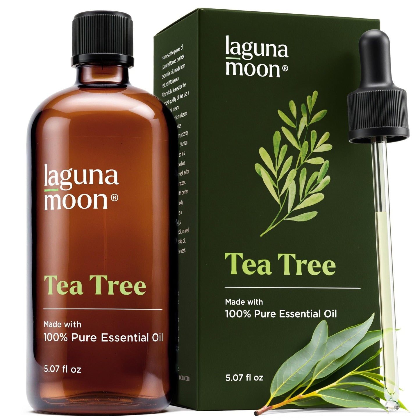 Lagunamoon Essential Oils Set - Top 6 Blends for Diffusers, Home Care, Candle Making Scents, Fragrance, Aromatherapy, Humidifiers, Gifts - Peppermint, Tea Tree, Lavender, Eucalyptus, Orange (10mL)