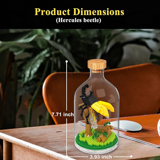 Creative Insect Friend SetAdults Mini Animals Building SetParty Favors Gift for FriendsNature Lovers Office Home Decor Mini Bugs Building BlockNew Year Birthday Gift for Family(Beetle)