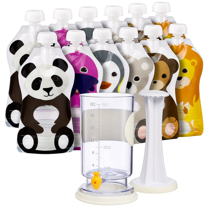 The Filling Station: Squooshi Food Pouch Filler + 12 Large 5 oz Pouches/The Food Pouch Maker for Baby Food Storage and Snack Food Pouches