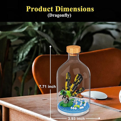 Creative Insect Friend SetAdult Mini Animals Building SetParty Favors Gift for FriendsNature Lovers Office Home Decor Mini Bugs Building BlockNew Year Birthday Gift for Family(Dragonfly)