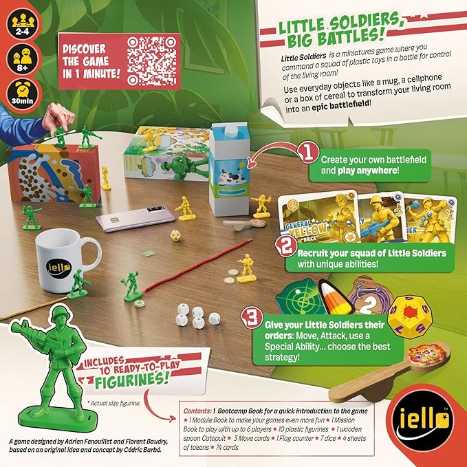 IELLO: Little Soldiers Strategy Board Game Take Control of The Playroom 30 Minute Play Time 2 to 4 Players for Ages 8+