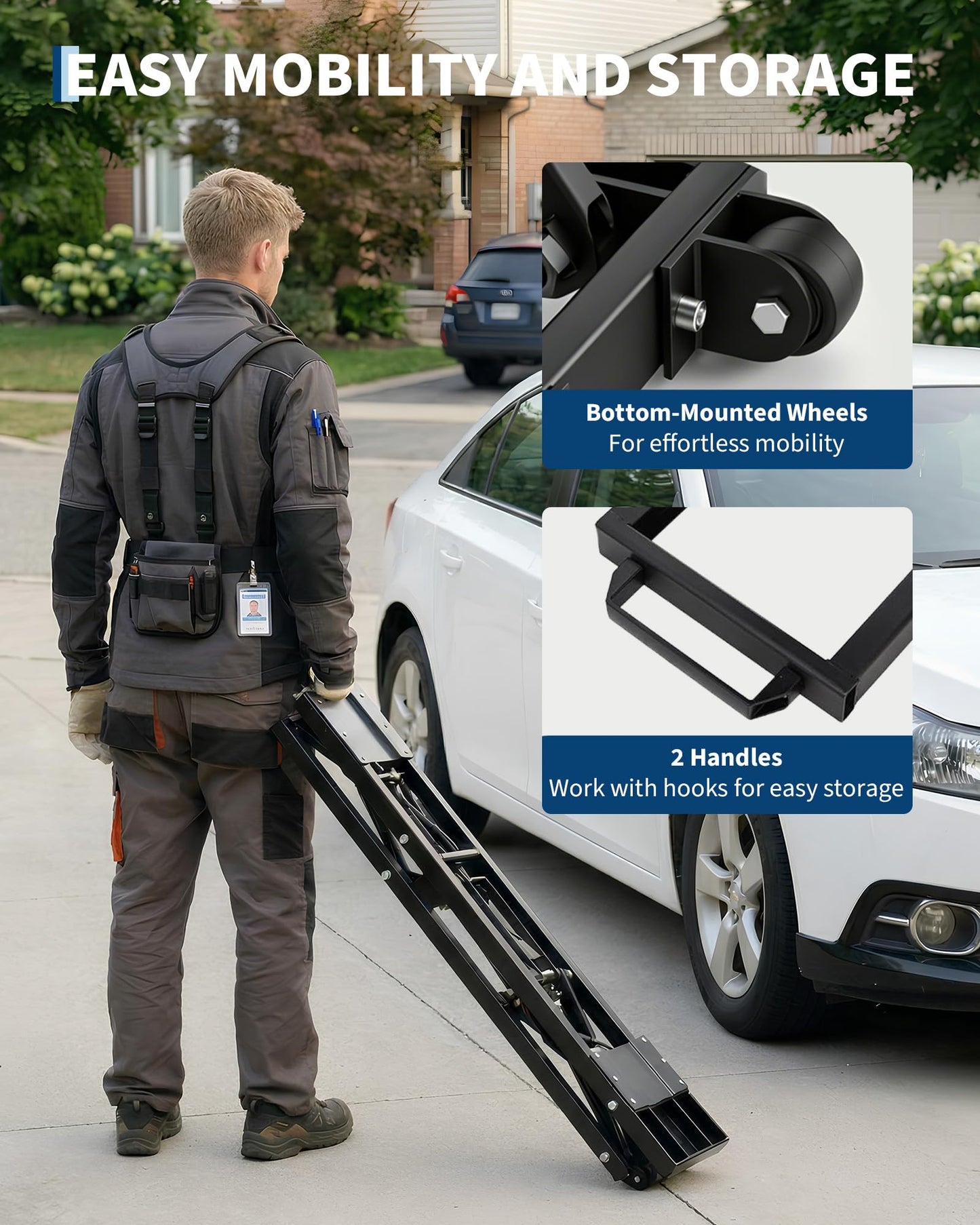 Garvee 7000 LBS Portable Car Lift, Heavy Duty Carbon Steel Truck Lift with 26.8" Max Lift Height, Adjustable Scissor Lift for Cars, SUVs & Light Trucks