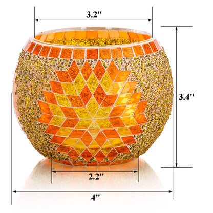 Okllen 4 Pack Glass Votive Candle Holders, Mosaic Tealight Bowls Round Decorative Candle Holder, Handmade Romantic LED Candle Lamps Holder for Home, Table, Party, Wedding Decor, 4 Styles
