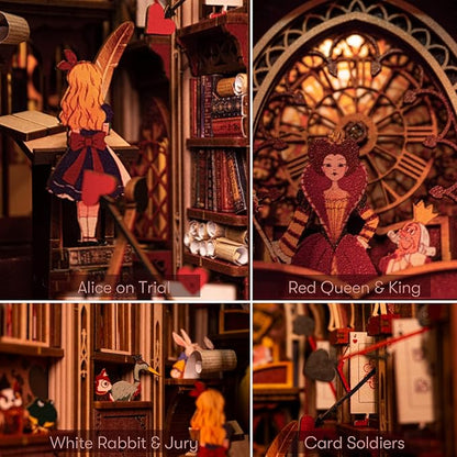 Book Nook Kit - DIY Miniature Dollhouse Kit for Adults and Teens Tiny House Booknook Bookshelf Decor 3D Wooden Puzzle Gifts for Family Friends (Alice Evidence)