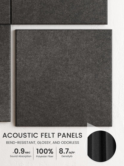 Bumusty Large Cork Board 48" x 36" Alternative - 12 Pack Felt Wall Tiles with 70 Safe Removable Adhesive Tabs, 30 Pushpins, Cork Boards for Walls Pin Board Bulletin Board Office Decor (Charcoal Gray)