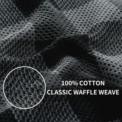 Homaxy 100% Cotton Waffle Weave Check Plaid Kitchen Towels, 13 x 28 Inches, Super Soft and Absorbent Dish Towels for Drying Dishes, 4-Pack, Black & Grey