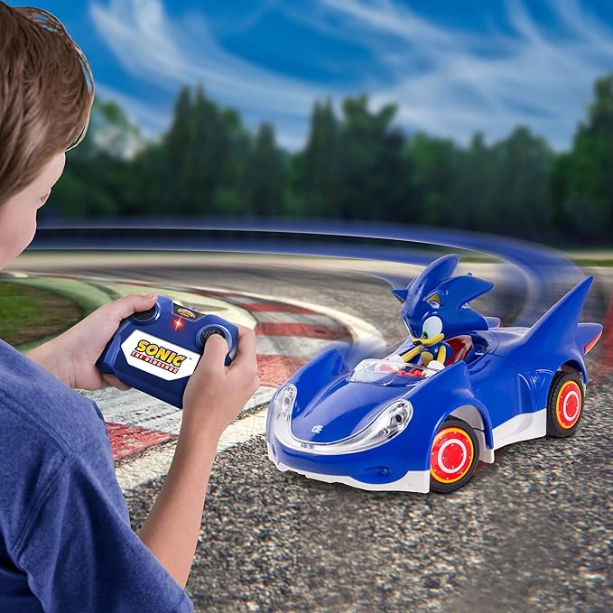 Sonic &amp Sega All-Stars Racing RC: Sonic - NKOK (681) 1:28 Scale 2.4GHz Remote Controlled Car 6.5 Compact Design Officially Licensed Sega Sonic The Hedgehog Battery Powered Ages 6+