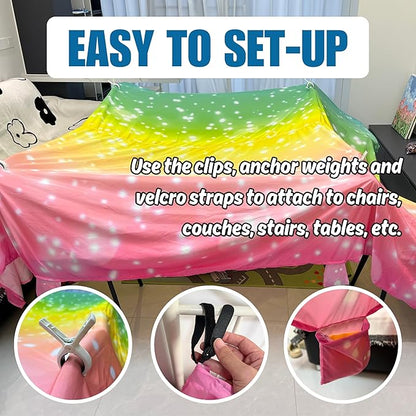Magic Fort Building Kit for Kids - Large Lightweight Blanket Fort Making Kit Clips with CPC Certification - Portable Playhouse Play Tent Fort - Indoor/Outdoor Girls/Boys Toys Ages 4-5 6 7 8-12