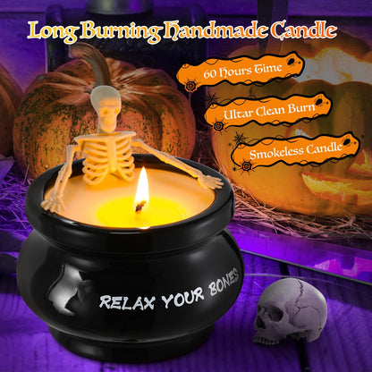 Skeleton Candle Halloween Decorations Indoor, Halloween Skeleton Candles for Gothic Party, Holiday Gift, Home Decor Indoo, Gag Birthday White Elephant Gifts Witchy Gifts for Women Men Friends