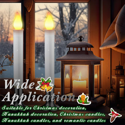 Baquler 8 Pcs Christmas LED Window Candles with Sensor Dusk to Dawn Light Sensor 9.37 Inches Cordless Flameless Battery Taper Candles with Flickering Amber Flame for Xmas Home Decor(Silver)