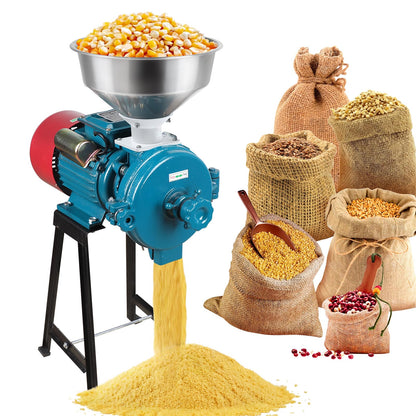 Snowtaros Electric Grain Mill Grinder 3000W 110V, Commercial Corn Grinder with Funnel, Dry Feed Grain Mill Machine, Thickness Adjustable, Powder Grinder for Grain Corn Rice Herbs Pepper (Dry Use)