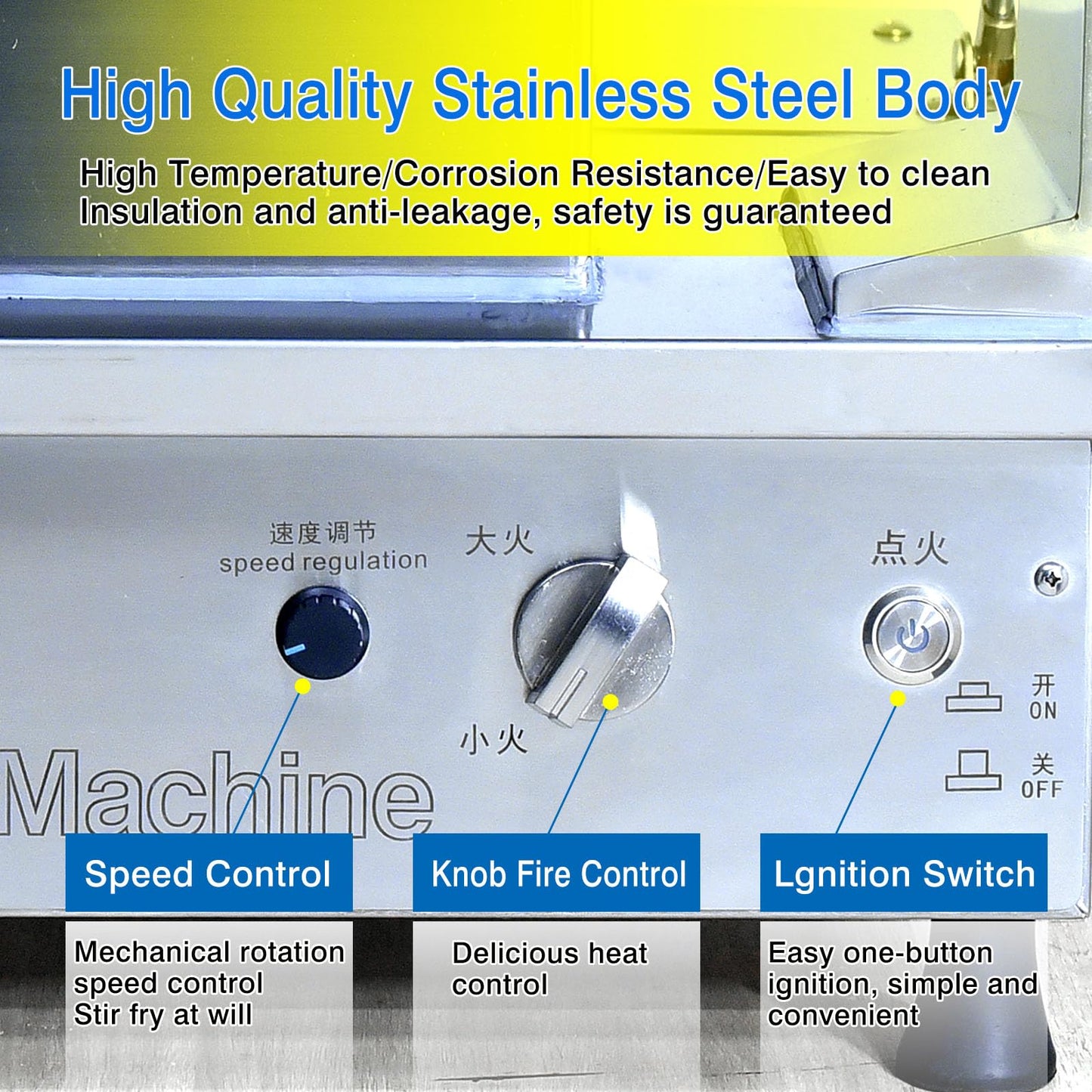 Koalalko Commercial Automatic Cooker with water spray,Automatic 360° Stir Fry Cooker,Automatic Cooking Machine,Drum Type Stir Frying Machine,Auto Cooking Wok Fried Machine (Natural Gas, Countertop)