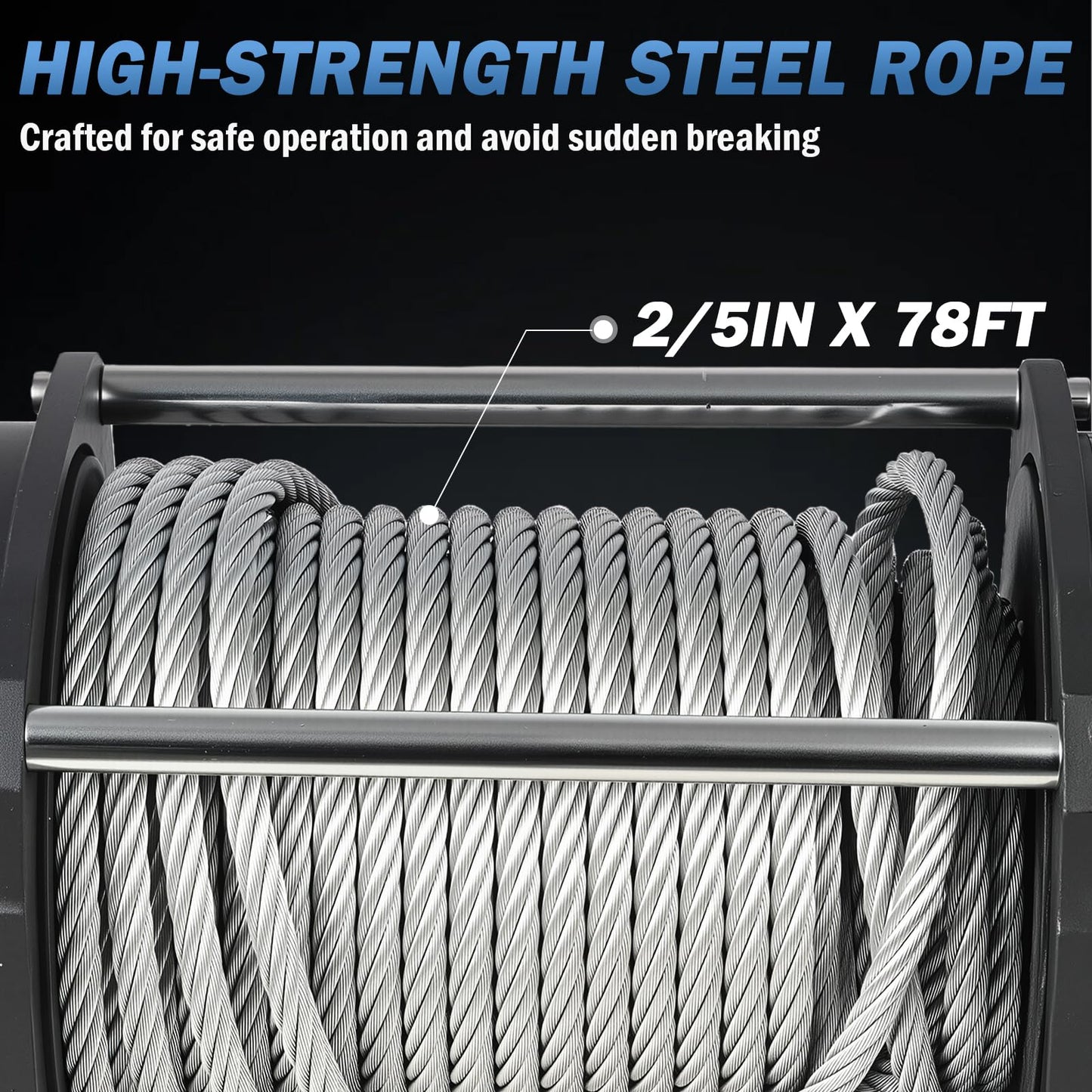 Hydraulic Winch - 1/2" x 78' Steel Cable, BMR100 Hydraulic Motor, 36:1 Gear Ratio - Suitable for Wreckers, Tow Trucks and Vehicle Recovery (78FT Steel Rope/20,000 LBS)