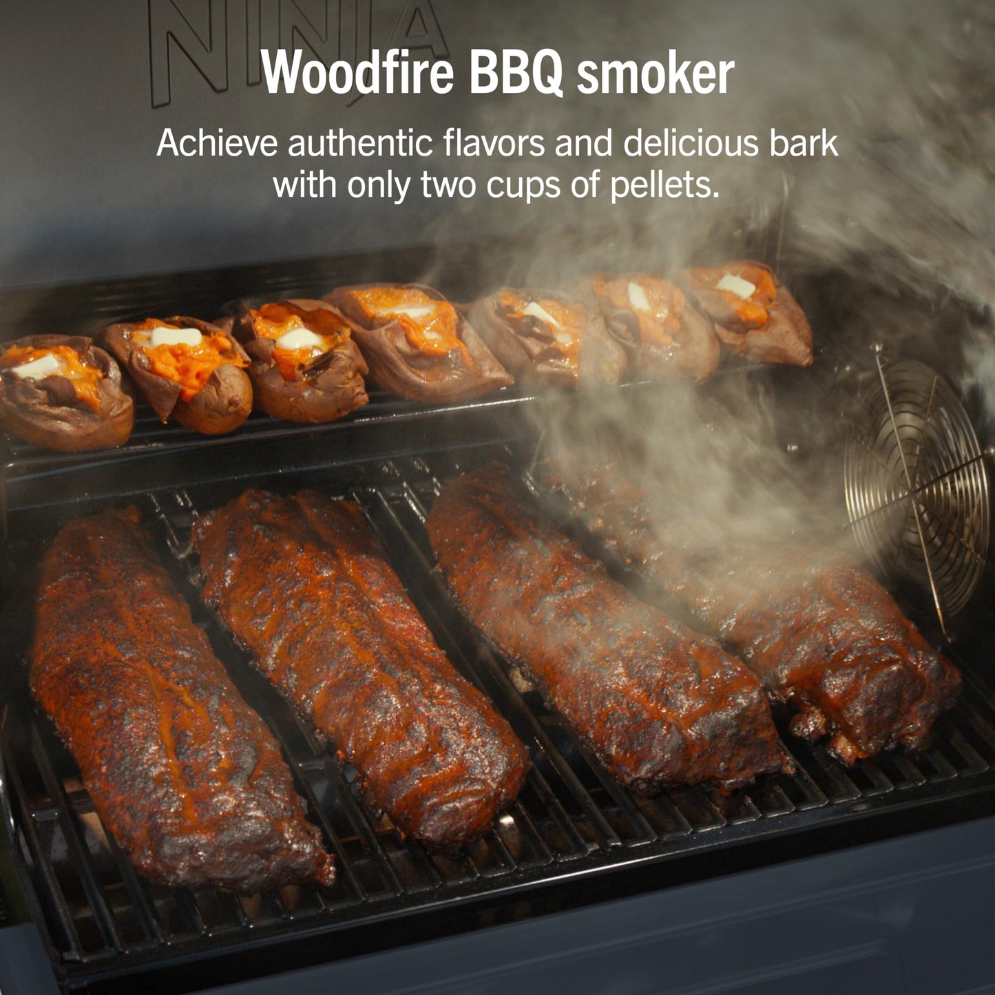 Ninja FlexFlame Grill and Smoker | Electric and Propane Grill, Roaster, BBQ Grill | 5-in-1 Cooking System | 3 Burner | Digital Control | Outdoor Cooking, Griddle, Pizza Maker | Blue | PG301BL