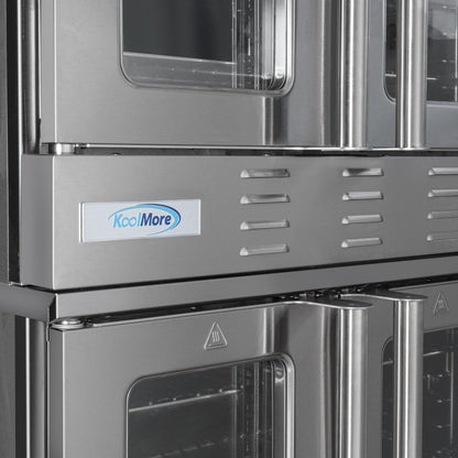 KoolMore 38 in. Full-Size Double Commercial Natural Gas Convection Oven 108,000 BTU With stacking And Casters in Stainless-Steel (KM-DCCO54-NGC)