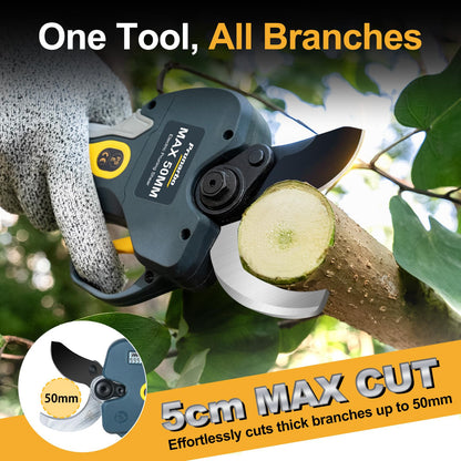 Prunarbo 2-in-1 Pole Pruning Shears Cordless, 50mm 2" Cutting Diameter Electric Secateurs & 9.2ft Reach Telescopic Rod Compatible with Makita 18V Battery Powered Pruner Professional for Tree Trimming