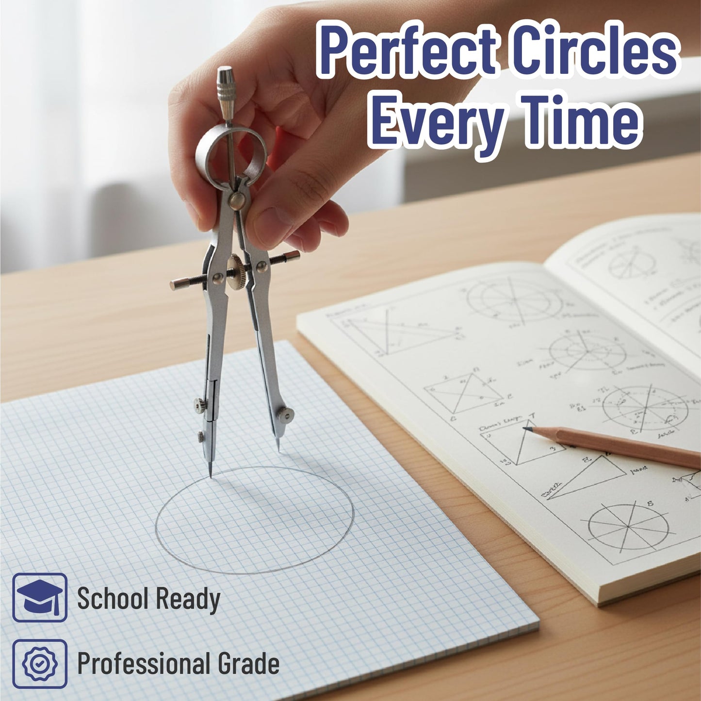 Mr. Pen- Geometry Set, 15 pcs, Blue, 6 Inch Swing Arm Protractor, Divider, Set Squares, Ruler, Compasses and Protractor