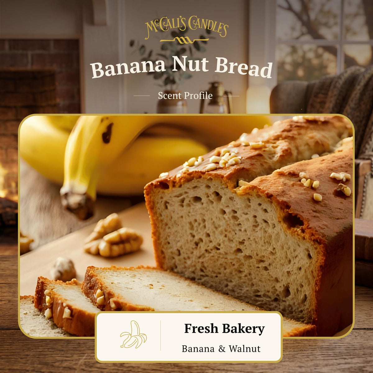 McCall’s Candles | Banana Nut Bread | 26 oz Scented Candle | USA-Poured | Vintage Rustic Jar with Carrying Handle | Fresh Baked Banana Bread & Toasted Nut Fragrance