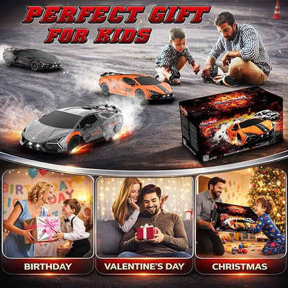 RC Drift Car 1:16 Remote Control Car 2.4Ghz High Speed RC Cars 4WD Racing Sport Toy Cars with LED Lights Spray Drifting Tires 2 Batteries for Kids Boys Girls Adults Birthday Christmas