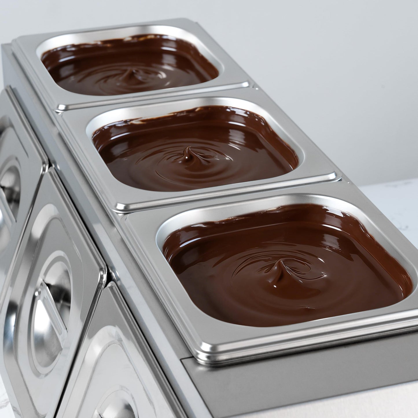 Chocolate Tempering Machine, 3 Tanks Chocolate Melting Pot, 1200W Stainless Steel Commercial Electric Chocolate Melter Fondue Pot for Chocolate, Butter, Cheese, Cream, Candy, Milk, Coffee, Desserts