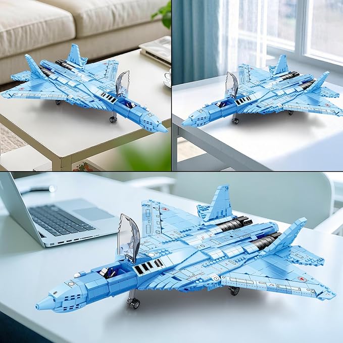Reobrix SU-57 Fighter Jet Building Set Fighter Airplane Model Kit 33030 for Adults Military Plane Model Kit for Men Cool Decor Military Toys Ideal Gifts for Military Fans Kids 14+(1456PCS)