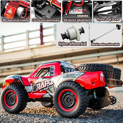 RC Cars 1:14 RC Truck 30 MPH 4WD Remote Control Car All Terrain Trophy Car for Adults Boys Teens Fast 50 Mins Play Off-Road RC Buggy Big Short Course Monster Truck with 2 Batteries (RTR)