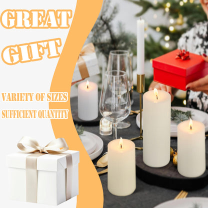 Veiuwa 72 Pack Ivory Pillar Candles Bulk Set, 2x3 2x6 2x8 Inch - 24 Each Size, Dripless Smokeless Clean Burning for Wedding Centerpieces, Home Decor, Church, Romantic Ambiance！