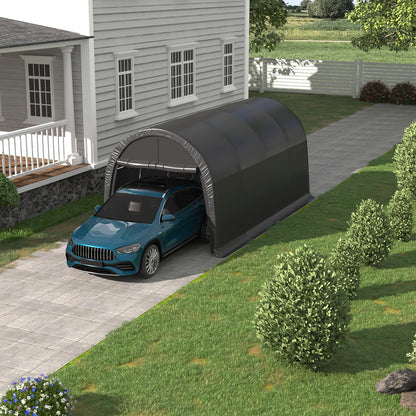 EROMMY Carport 10 x15 FT Heavy Duty, Portable Garage with All-Steel Metal Frame and Round Style Roof, Anti-Snow Car Canopy Outdoor Storage Shelter for Car, Truck, Boat