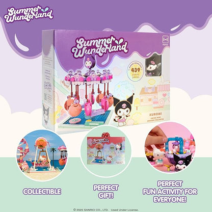 Hamee Sanrio Hello Kitty and Friends ‘Summer Wunderland’ Cute Water Theme Park Building Block Set Birthday Gift Party Favor Stress Relief Collectible Toy Compatible with Lego Block – Kuromi