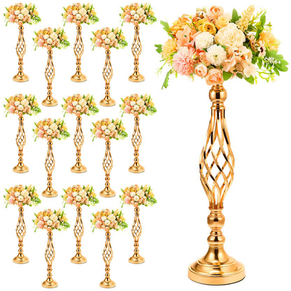 Rtteri 20 Pcs Metal Flower Arrangement Stand Wedding Flower Centerpieces Stand Elegant Metal Vase Candelabra Candle Holder for Wedding Reception Table Decor Party Hotel Home Decor (Gold,Medium)