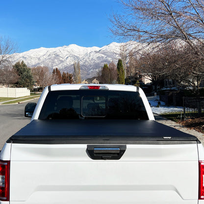 oEdRo Soft Quad Fold Truck Bed Tonneau Cover Compatible with 2014-2021 Toyota Tundra (Excl.Trail) 5.5 ft Bed, Fleetside with Deck Rail System