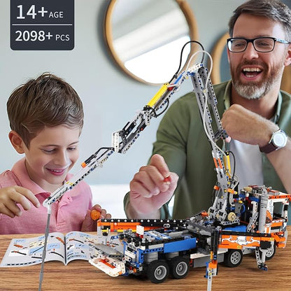 Mould King Concrete Pump Truck Building Set for Kids Ages 14+ Terrain Tow Truck Model Toys (2098Pieces)