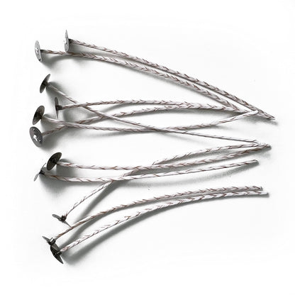 ECO 14 Wicks for Candle Making, 6 inch Pre-Waxed Wicks for Soy Candles with Base 100pk