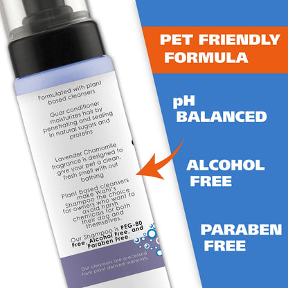 Wahl USA Pet Friendly Waterless No Rinse Shampoo for Animals – Lavender & Chamomile Scented - Cleaning, Conditioning, Detangling, & Moisturizing Shampoo for Dogs – 7.1 Oz - Model 820014A