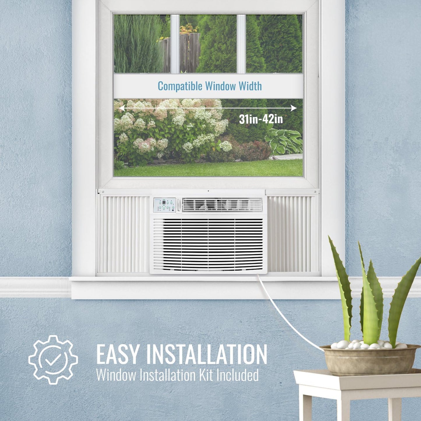 Keystone 23,200 BTU Window Air Conditioner with 16,000 BTU Supplemental Heat and Dehumidifier, 230V, Window AC for Large Rooms up to 1,500 Sq.Ft. with Smart Remote Control