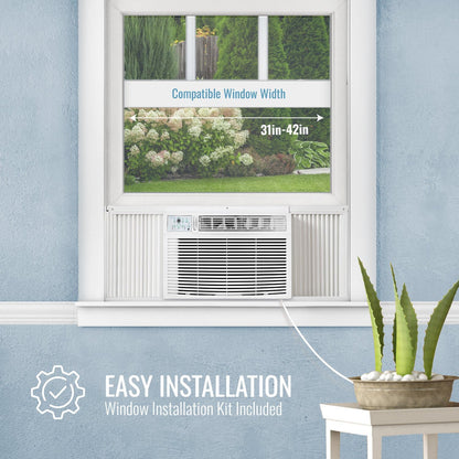 Keystone 23,200 BTU Window Air Conditioner with 16,000 BTU Supplemental Heat and Dehumidifier, 230V, Window AC for Large Rooms up to 1,500 Sq.Ft. with Smart Remote Control