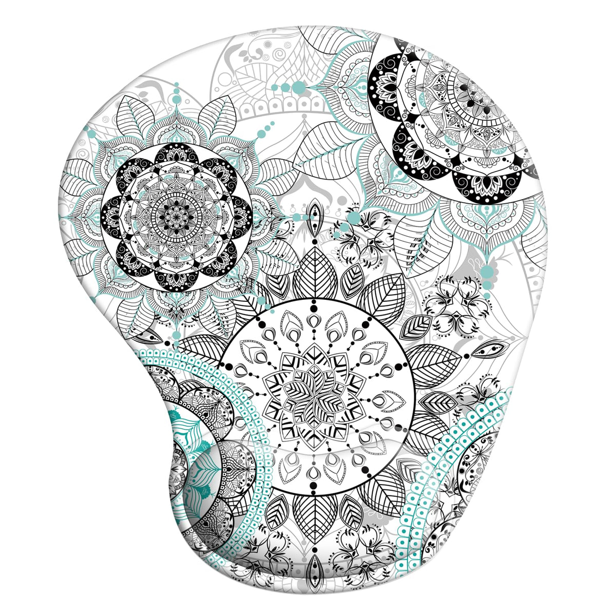 Ergonomic Mouse Pad with Wrist Rest Support Gel with Coaster, Cute Wrist Pad with Non-Slip Rubber Base, Easy Typing & Pain Relief, Blue Mandala