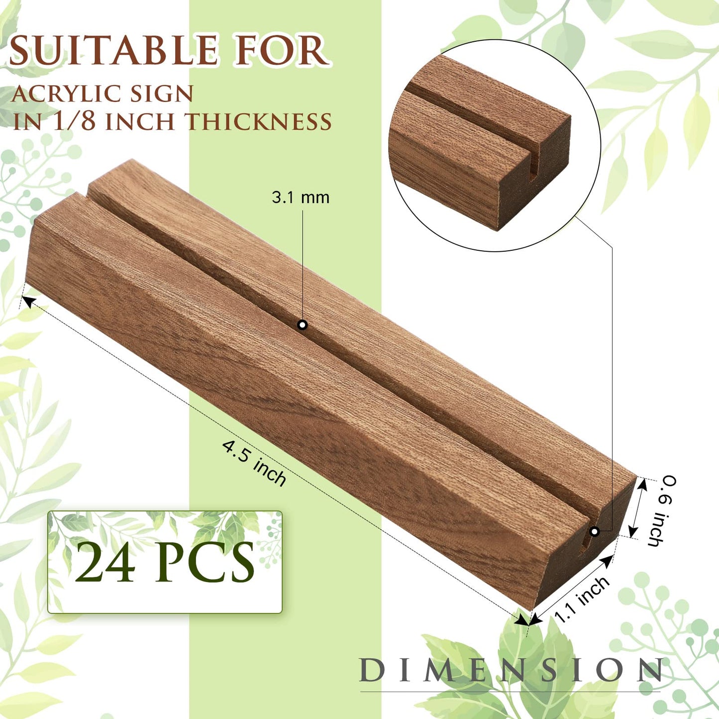 Roowest 24 Pcs Rustic Wood Table Number Holders for Wedding, 4.5'' Wooden Place Card Holders for 5x7 Table Numbers, Menu and Sign Stands for Wedding Reception Party Decor