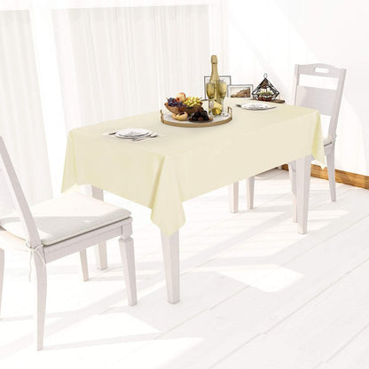 sancua 100% Waterproof Rectangle PVC Tablecloth - 70 x 120 Inch - Oil Proof Spill Proof Vinyl Table Cloth, Wipe Clean Table Cover for Dining Tables, Buffet Parties and Camping, Beige
