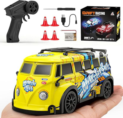Mini RC Toy Cars for Easter Gifts for Adults Kids Boys Girls RC Drift Car 1:32 Scale 2.4GHz remote control Remote Control Car with LED Lights 4 Obstacles Stunt Drifting RC Toys 4WD 25 km/h