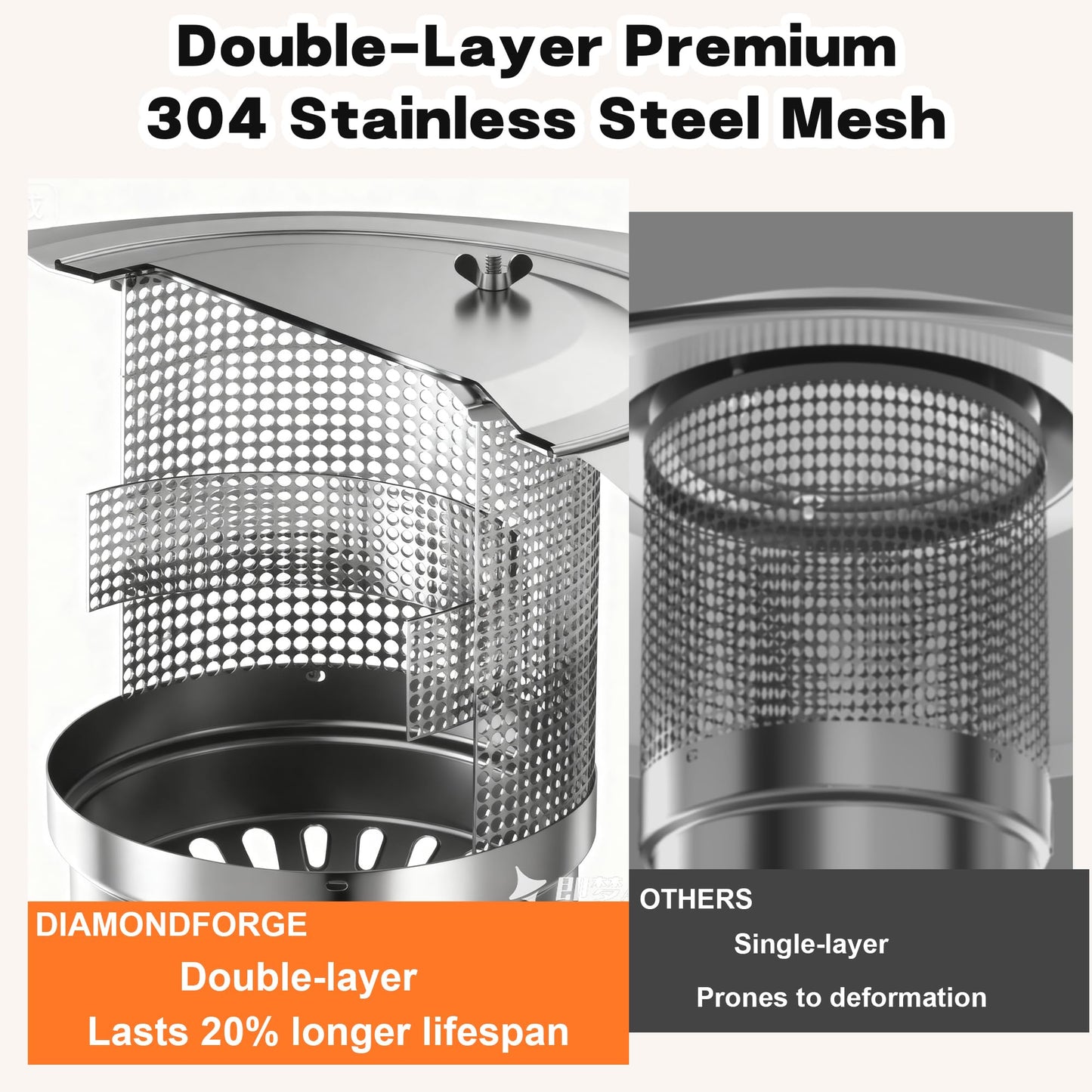 DIAMONDFORGE 50,000 BTU Propane Patio Heater, Double-Layer Stainless Steel Burner, Round Table Design with Wheels, Outdoor Space Heater for Garden, Patio & Residential Use, Grey