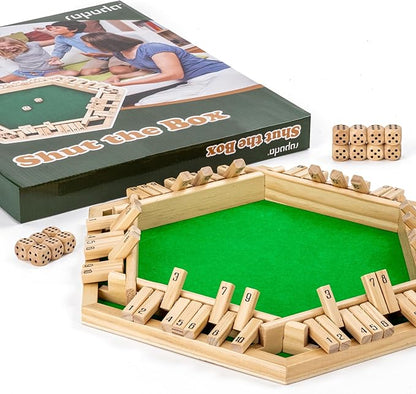ropoda Shut The Box Game Upgraded 1-6 Player Wooden Board Games for Adult and Kids Shut The Box Dice Game -Addition Training Fun for Family Game Night